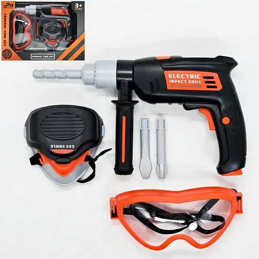 Kids Electric Impact Drill Tool Playset with Safety Gear