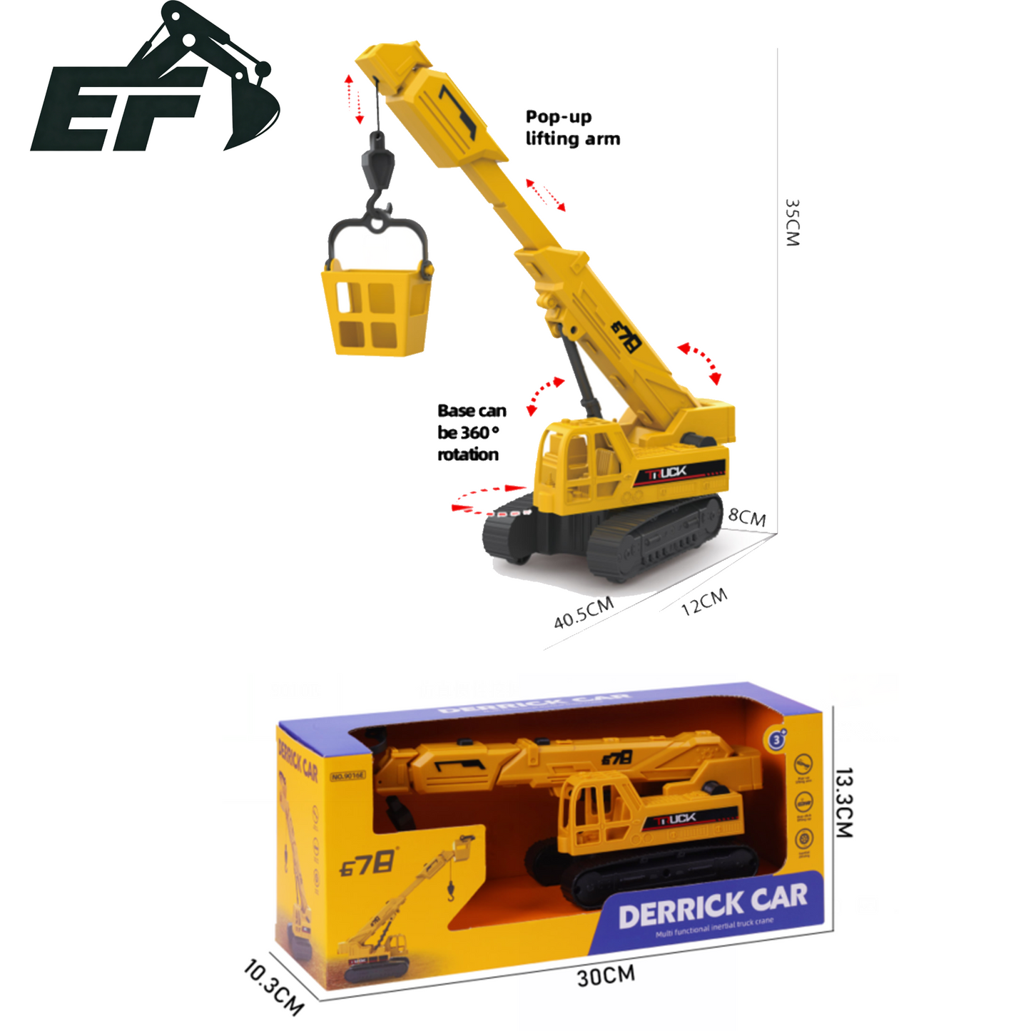 9016E-Inertial Lift Bucket Crane Toy Truck