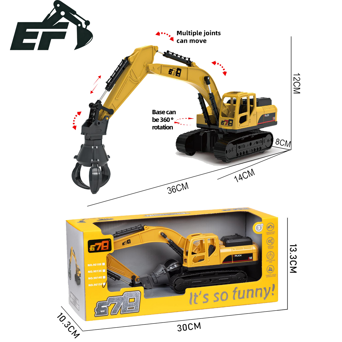 9015E-Inertial Grapple Excavator Toy Truck