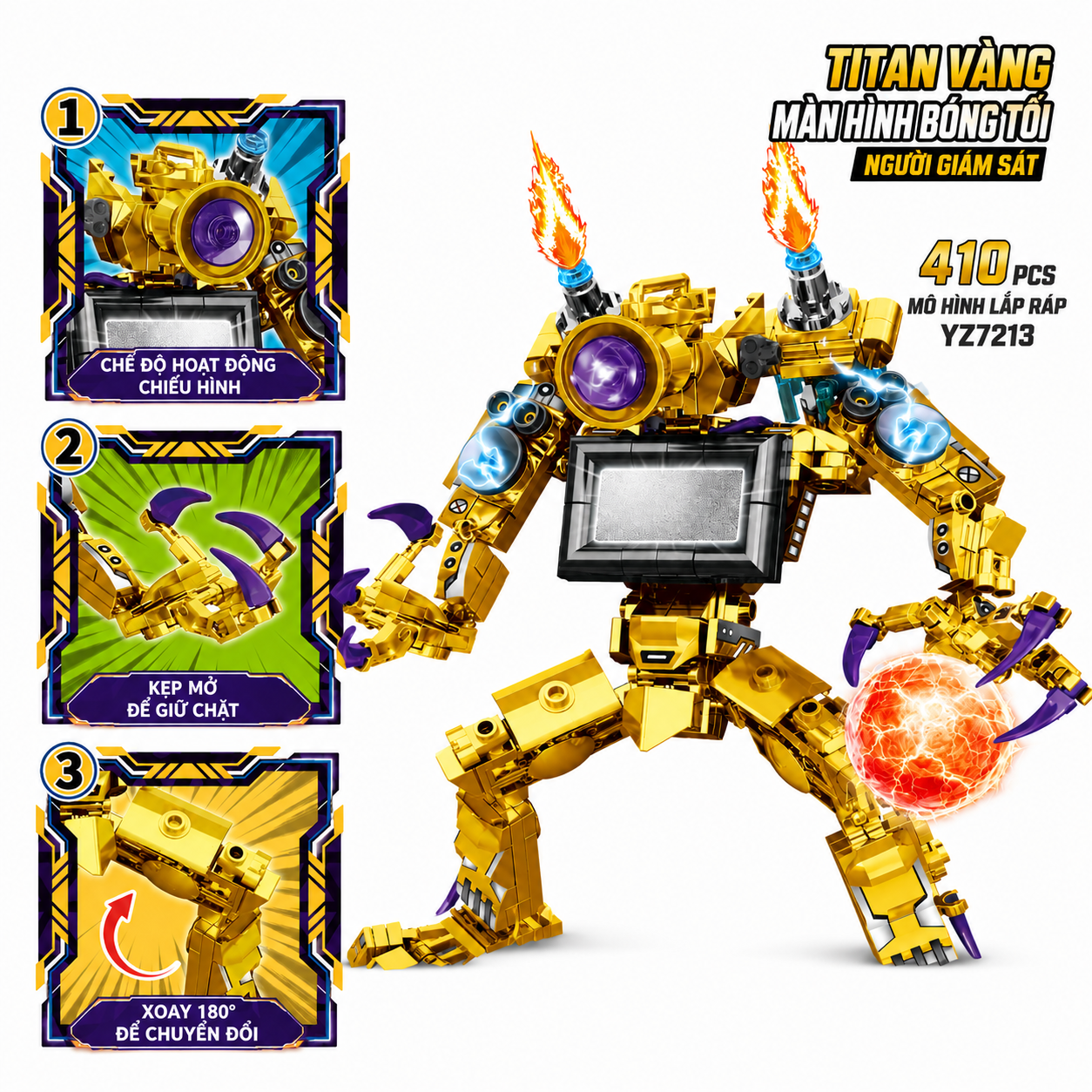 Skibidi Toilet Golden Titan Camera Man Building Blocks