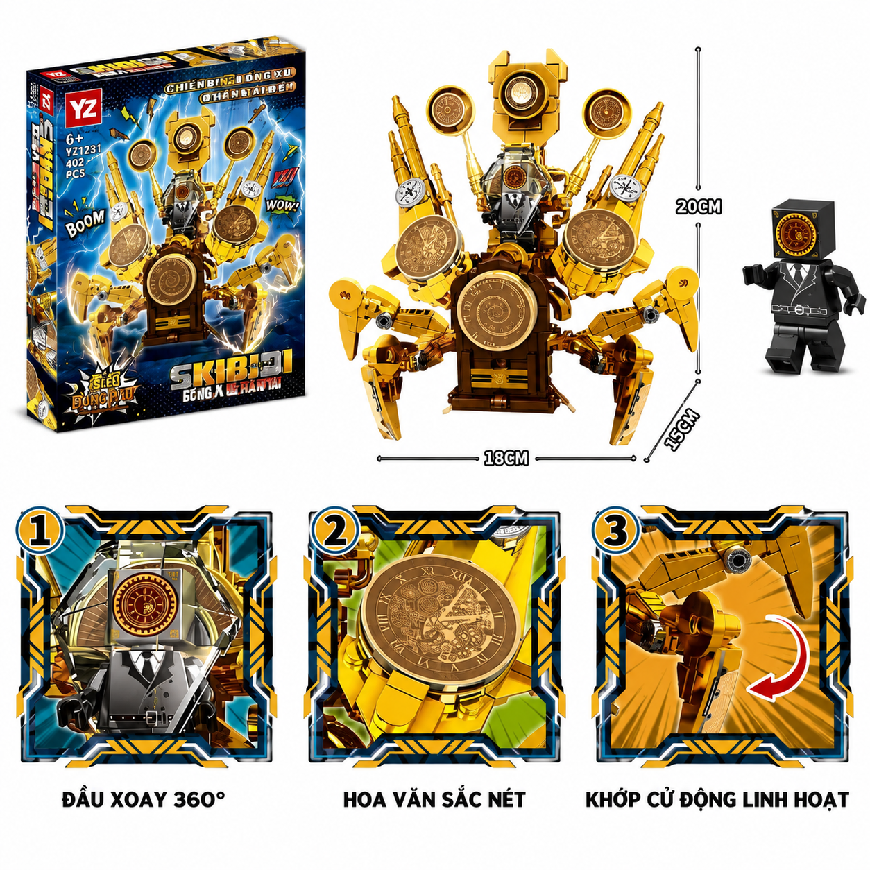 Skibidi Toilet Titan Clock Man Building Blocks