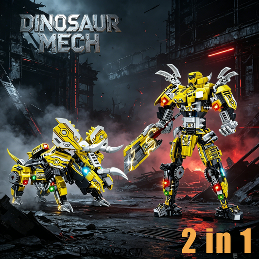 2-in-1 Triceratops Mecha Building Blocks, STEM Toy