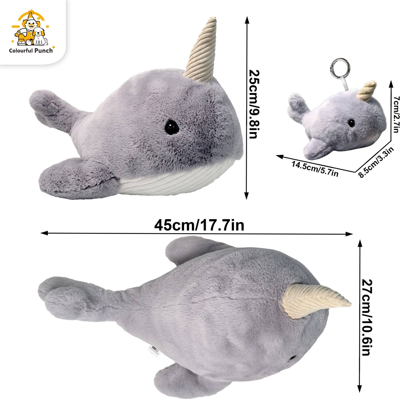 Narwhal Plush Toy with Mini Narwhal Keychain