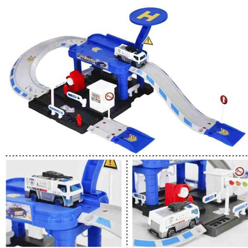 City Police Parking Garage Playset with Toy Cars