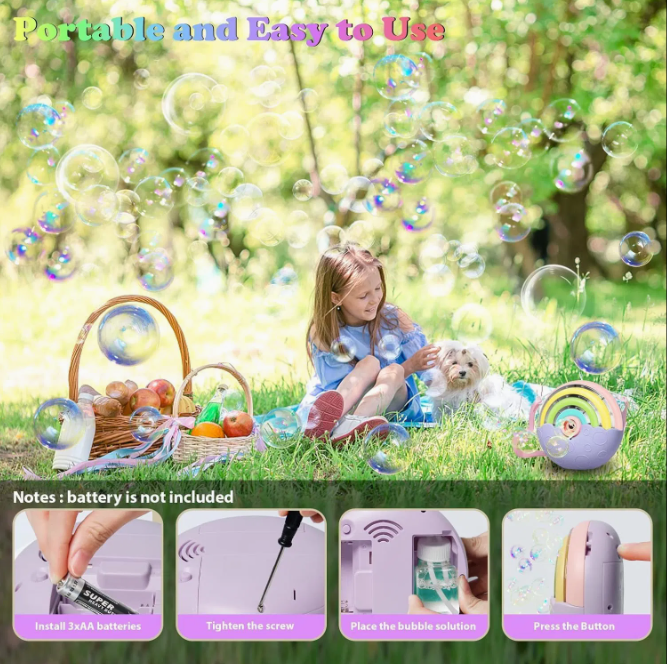 Rainbow Automatic Bubble Machine for Kids