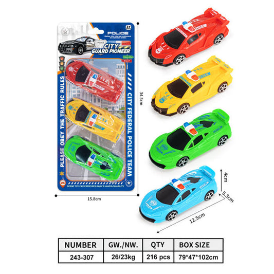 3-in-1 Pull-Back Police Car Set (Blister Pack)