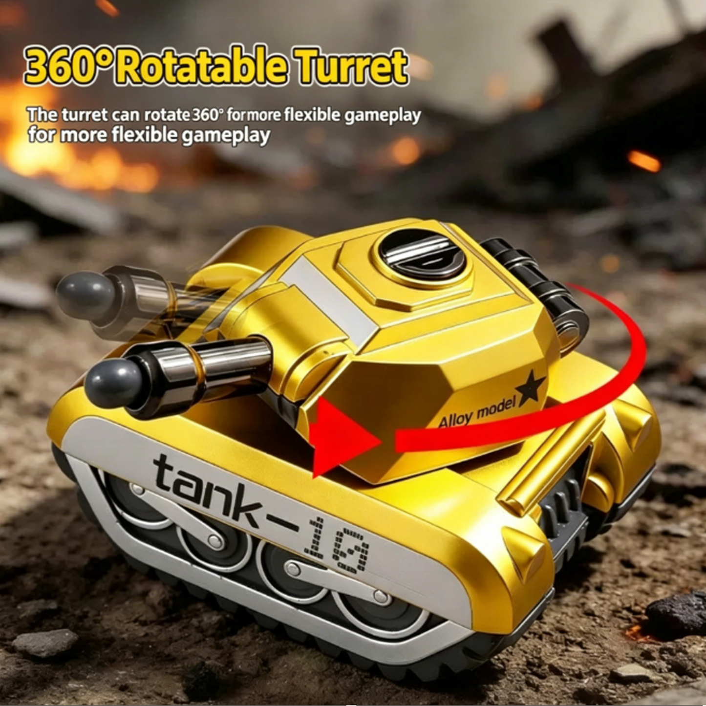 Alloy Pull-Back Tank Toy, Firing Bullet Shooting Tank for Kids