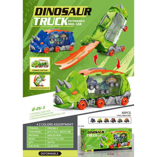 Triceratops Storage Truck (includes 6 pull-back cars)
