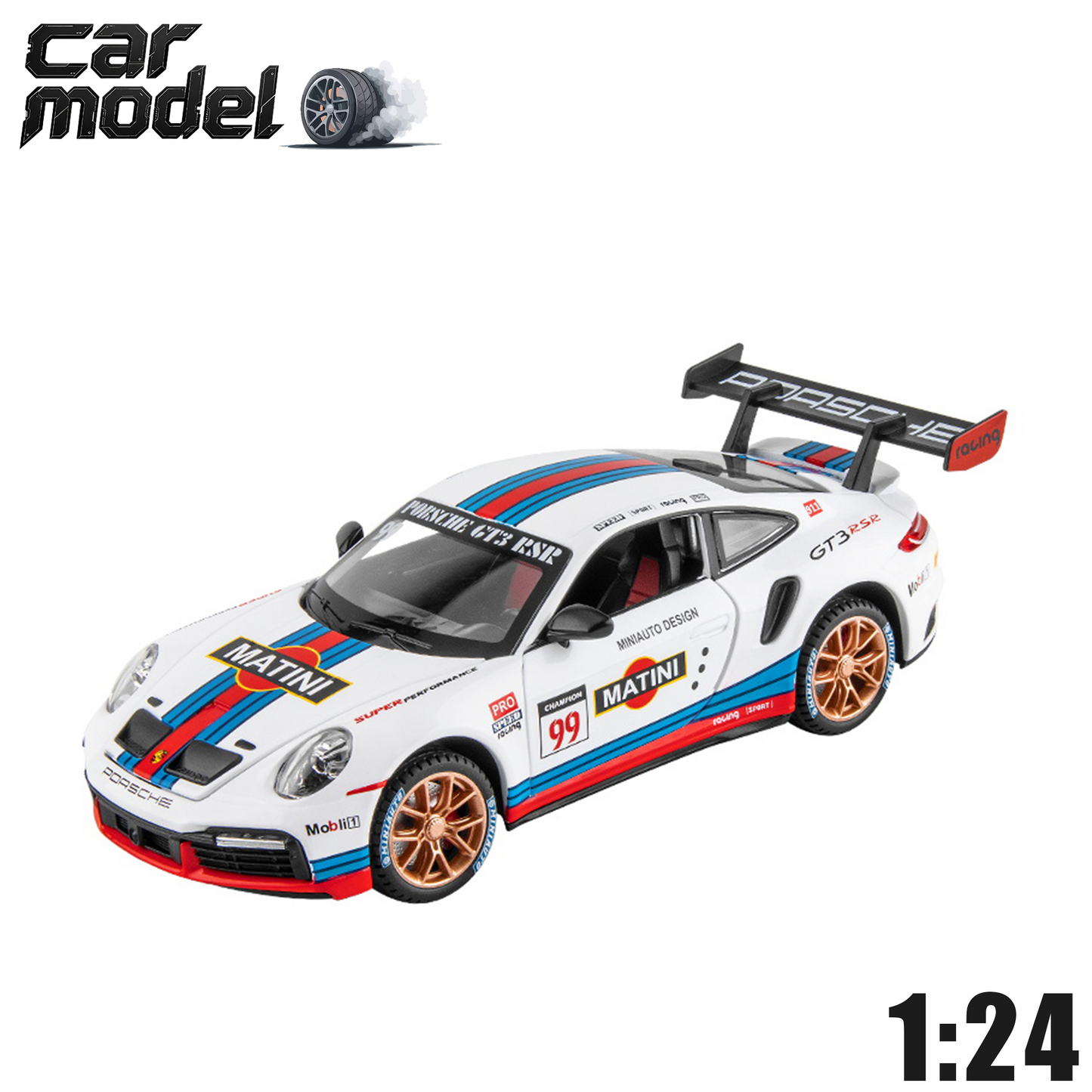 1:24 Scale Alloy Race Car Model with Light & Sound