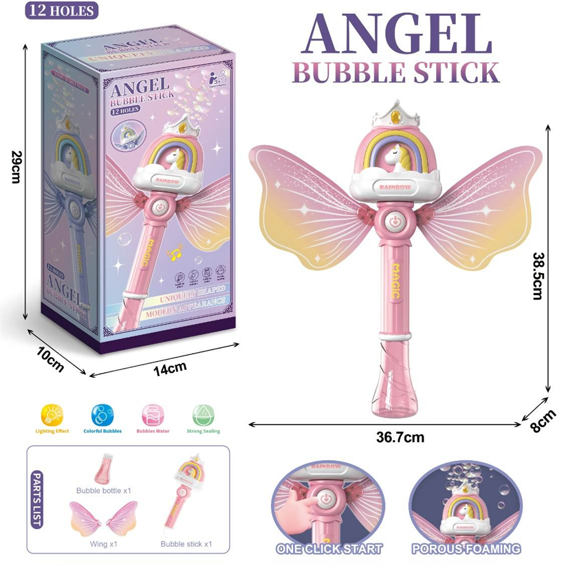 Angel Unicorn Bubble Wand with Light-Up Wings