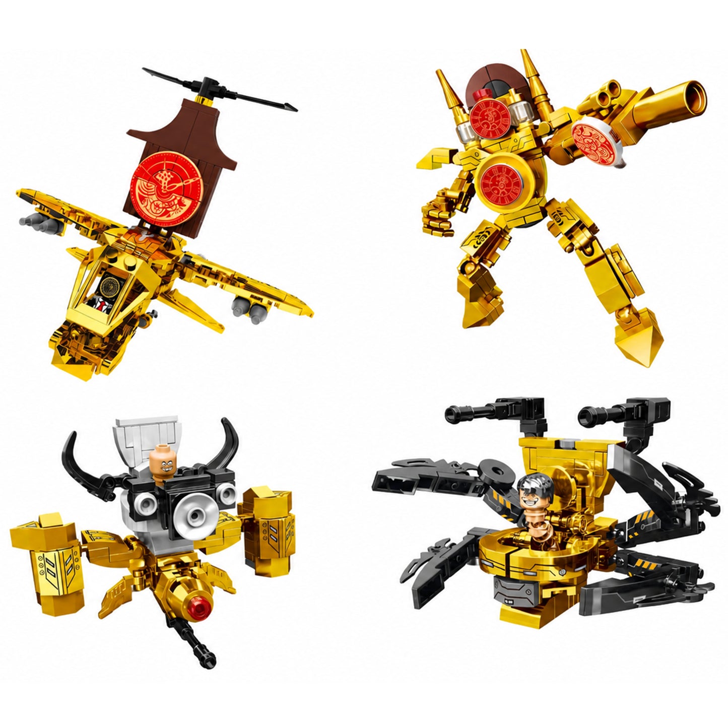 Skibidi Toilet Golden Titan Clock Man Building Blocks-4pcs