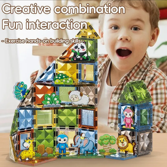 Animal Paradise Magnetic Tiles Building Blocks Set