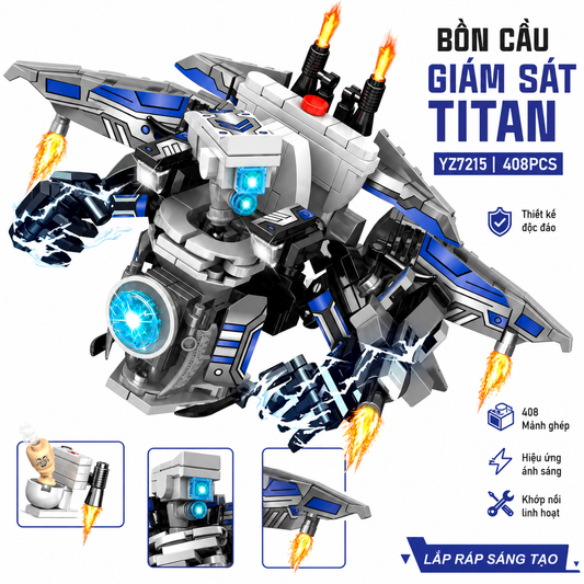 Skibidi Toilet Titan Camera Man Jetpack Building Blocks