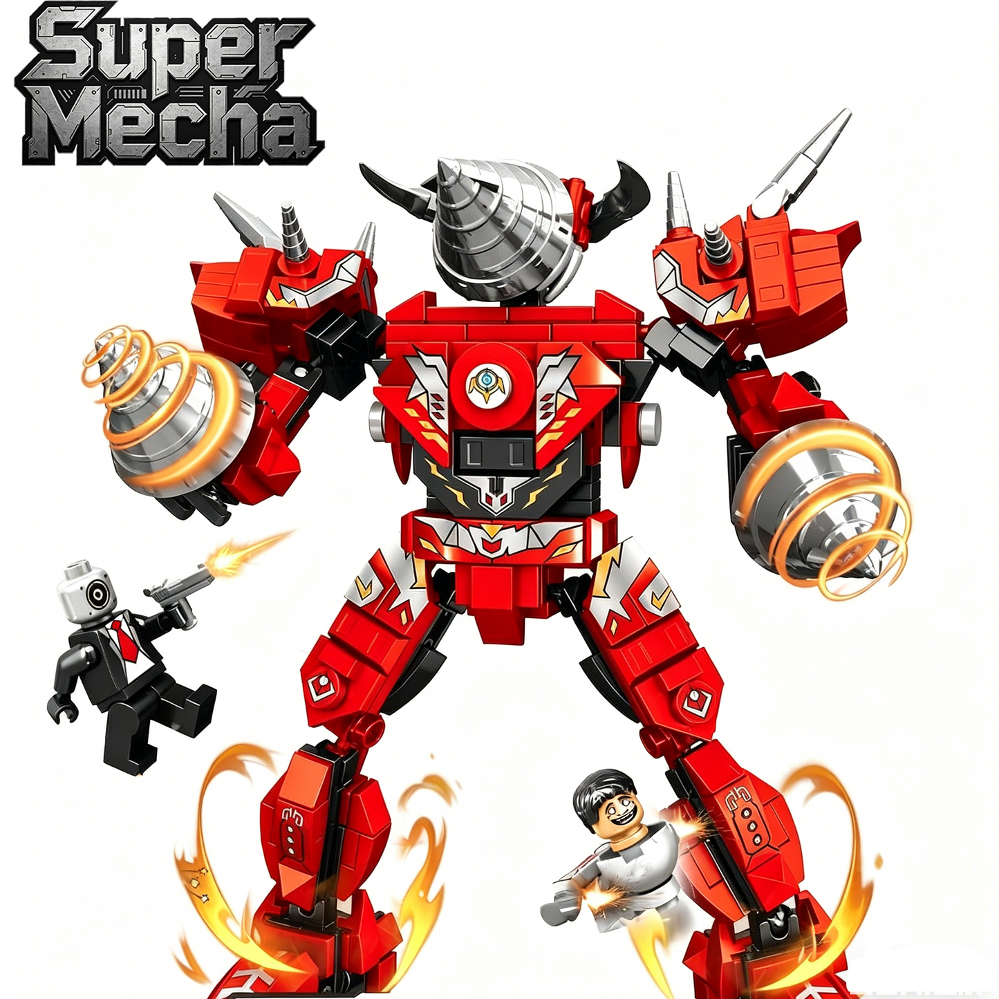 Super Mecha Building Blocks Set, STEM Toy with Minifigures