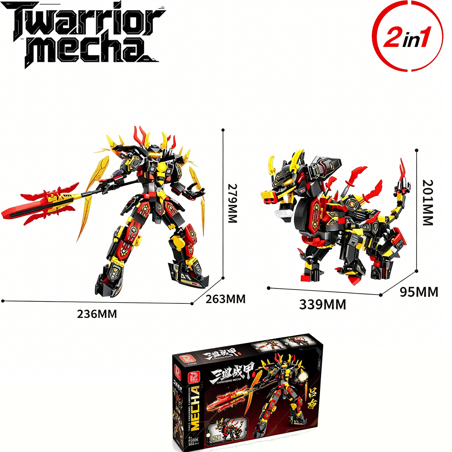 2-in-1 Transformable Mecha & Beast Building Blocks, STEM Educational Toy
