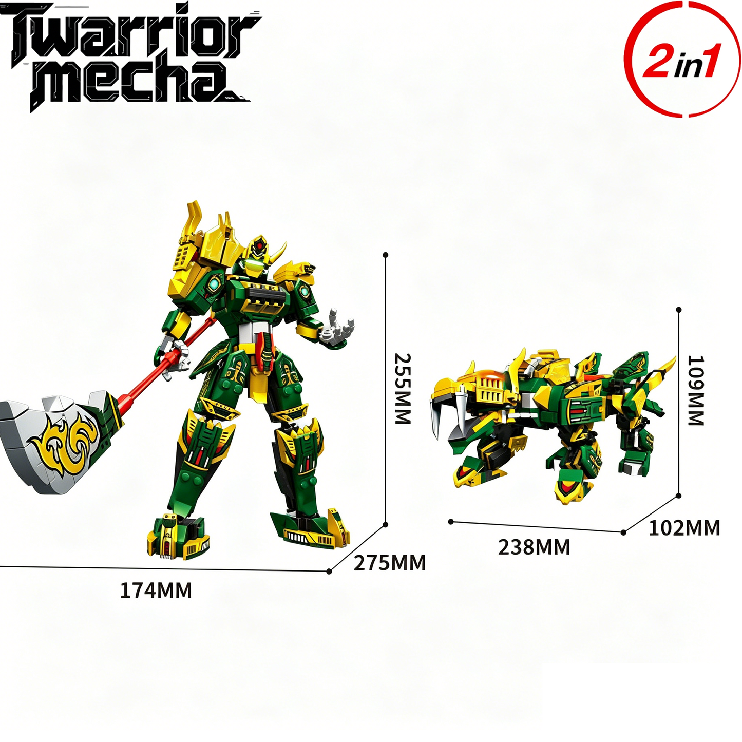 2-in-1 Transforming Mecha & Beast Building Blocks
