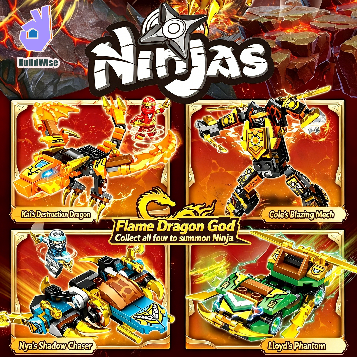 Ninja Dragon 8 Boxes Building Blocks Set