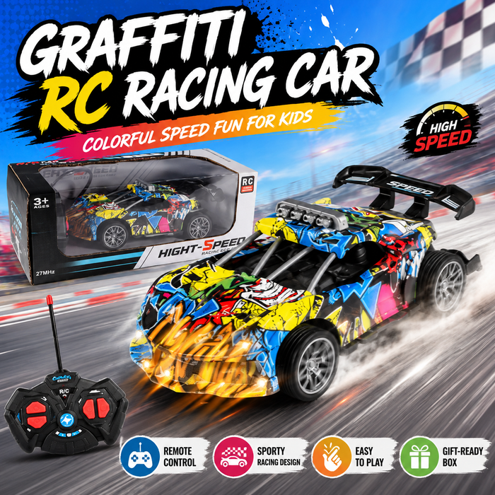 Graffiti RC Racing Car – High-Speed Remote Control Race Car with Colorful Graffiti Design