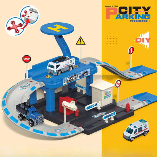 City Police Parking Garage Playset with Toy Cars