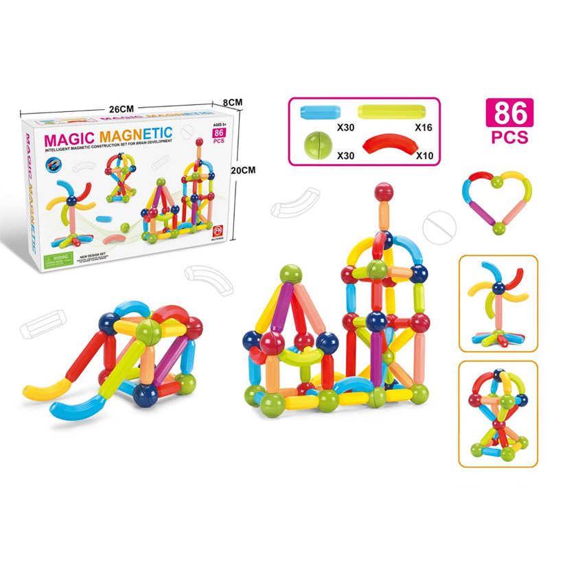 86PCS Magnetic Sticks and Balls Building Set for Kids