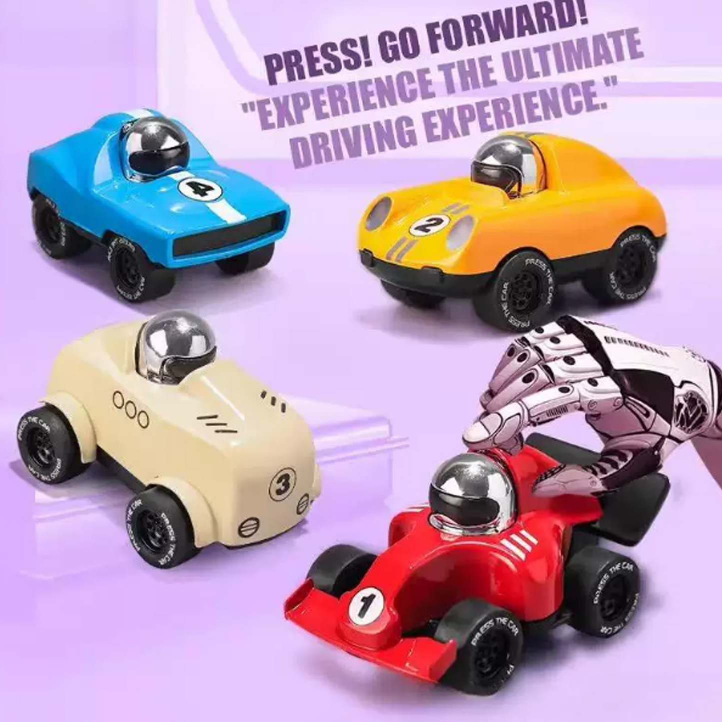 Alloy Press & Go Racing Cars, Friction-Powered Toy Vehicles for Kids