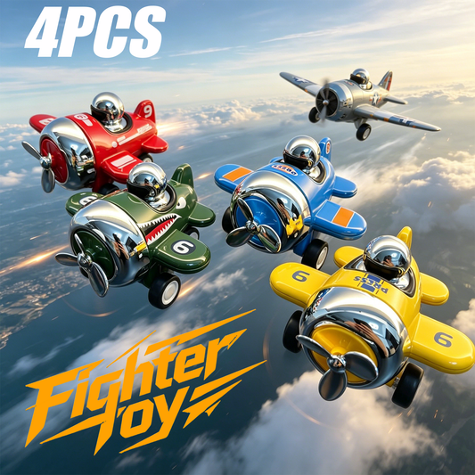4PCS Press & Go Toy Airplanes, Friction-Powered Fighter Planes for Kids