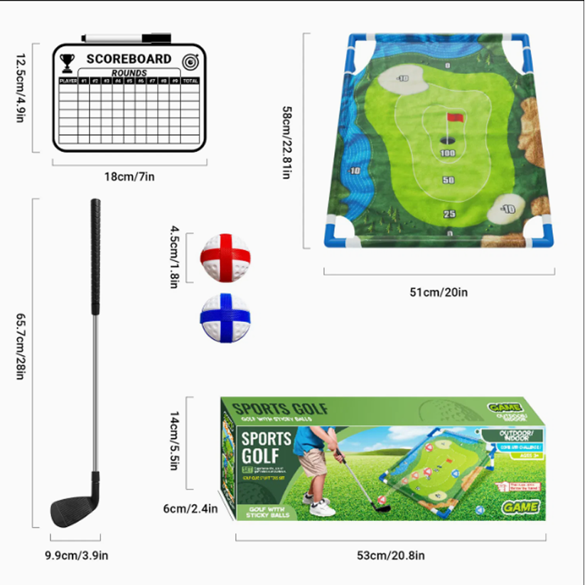 Kids Sticky Ball Golf Game Set for Indoor & Outdoor
