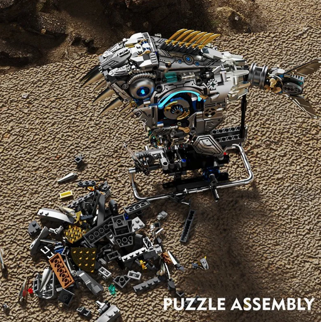 Mechanical Angler Fish Building Blocks Set