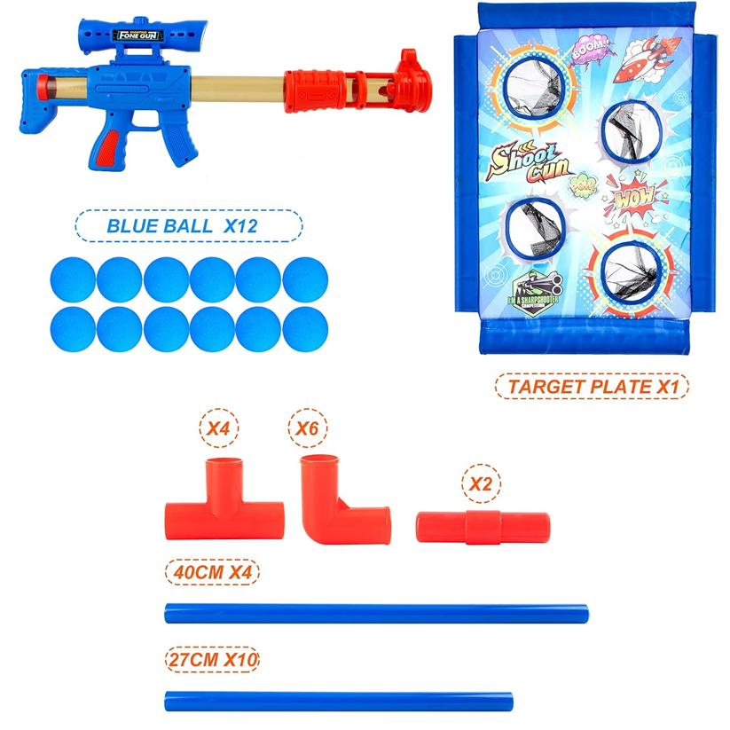 Foam Ball Air-Powered Shooting Game with Target Stand