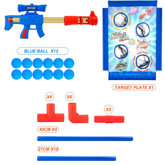Foam Ball Air-Powered Shooting Game with Target Stand