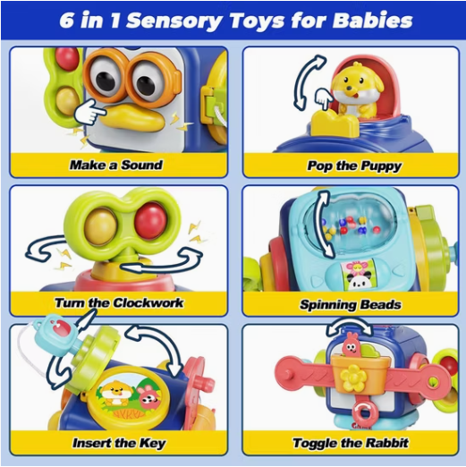 6-in-1 Penguin Sensory Busy Box Baby Toy