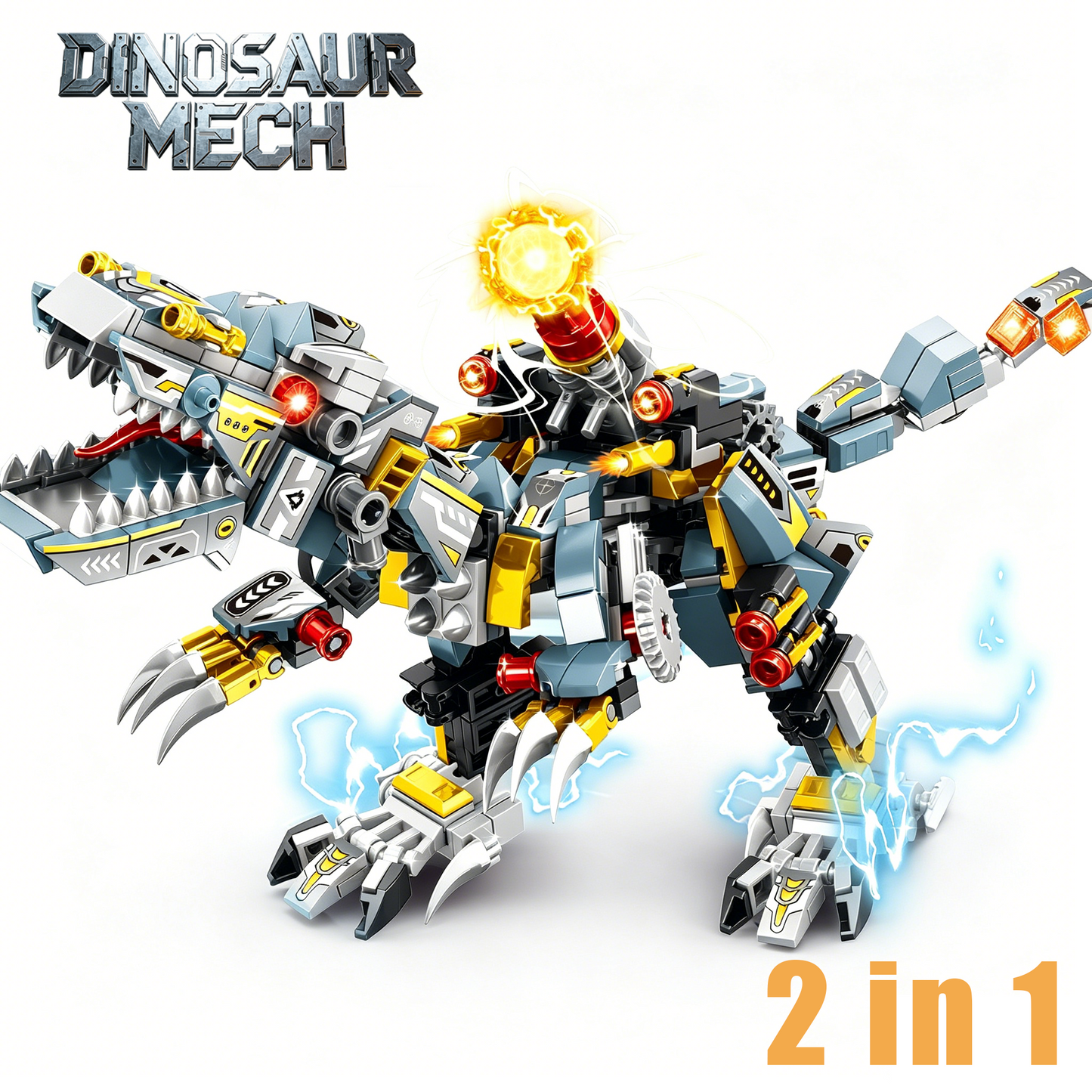2-in-1 Indominus Rex Mecha Building Blocks, STEM Toy for Kids