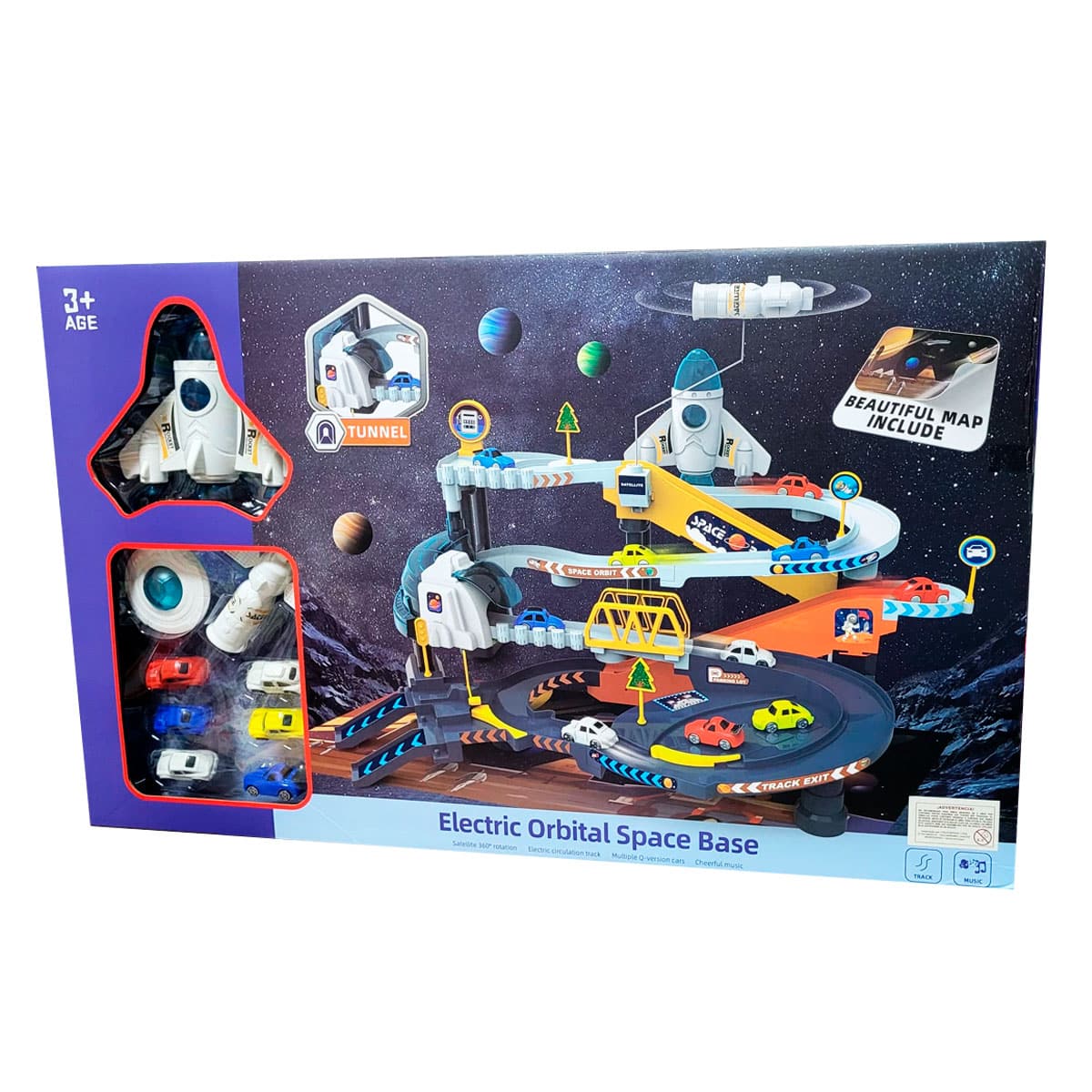 Electric Orbital Space Base Car Track Playset