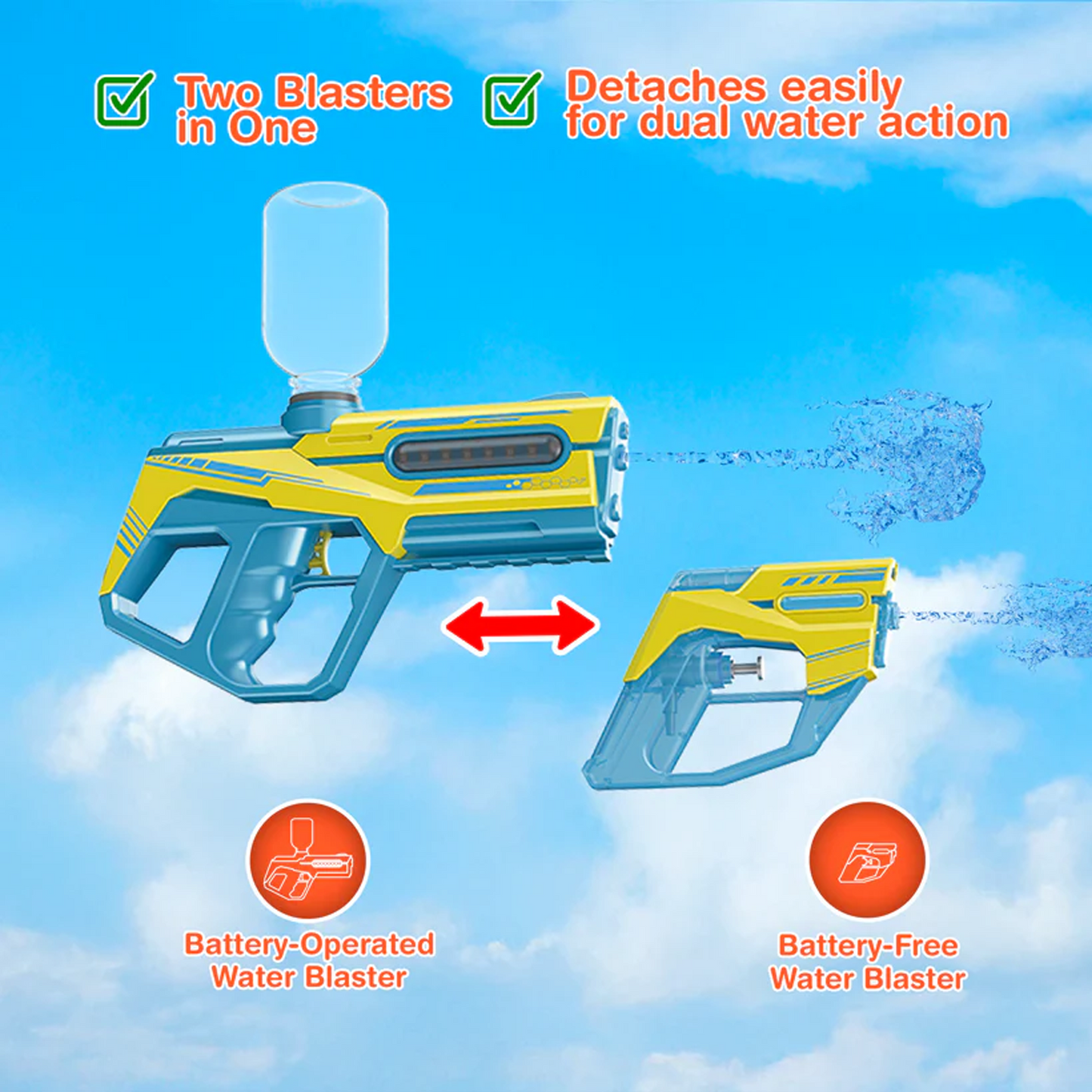2-in-1 Electric Water Gun Toy for Kids