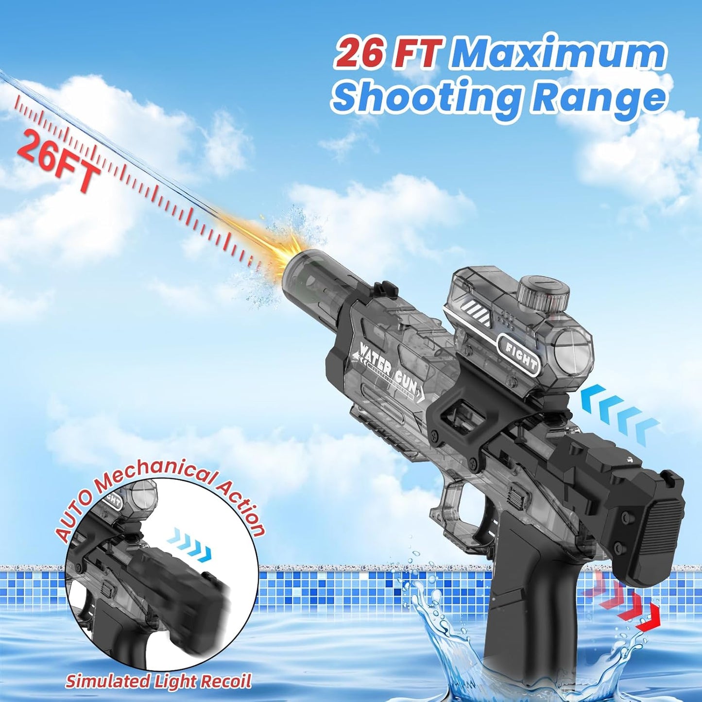 Transparent Electric Water Gun with Lights