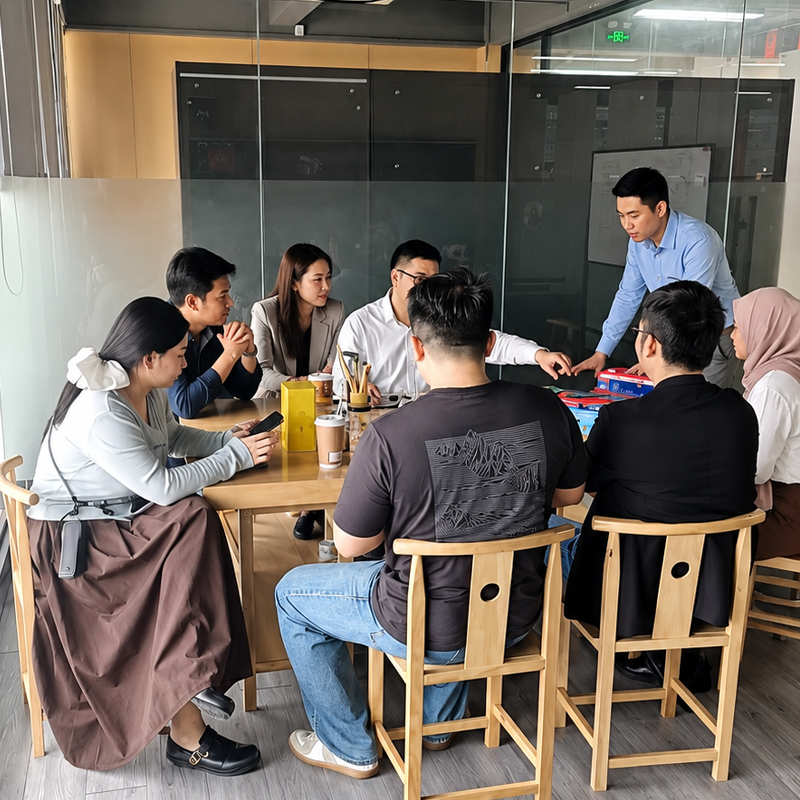 Discussing target markets, product requirements and order plans.