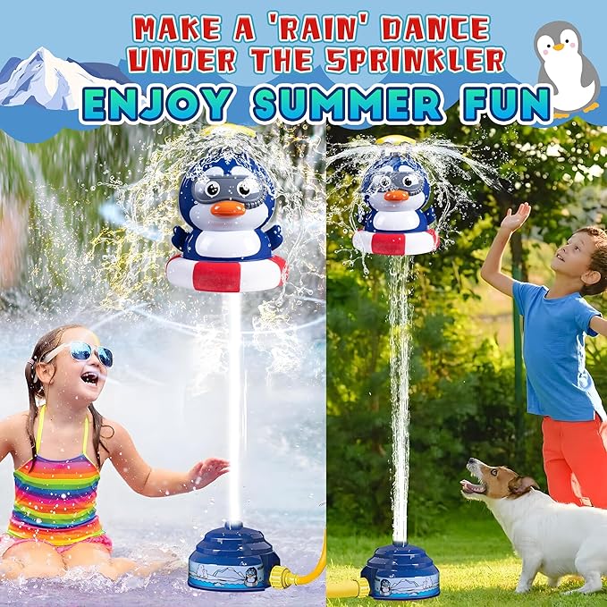 Penguin Water Sprinkler & Rocket Launcher Toy for Kids