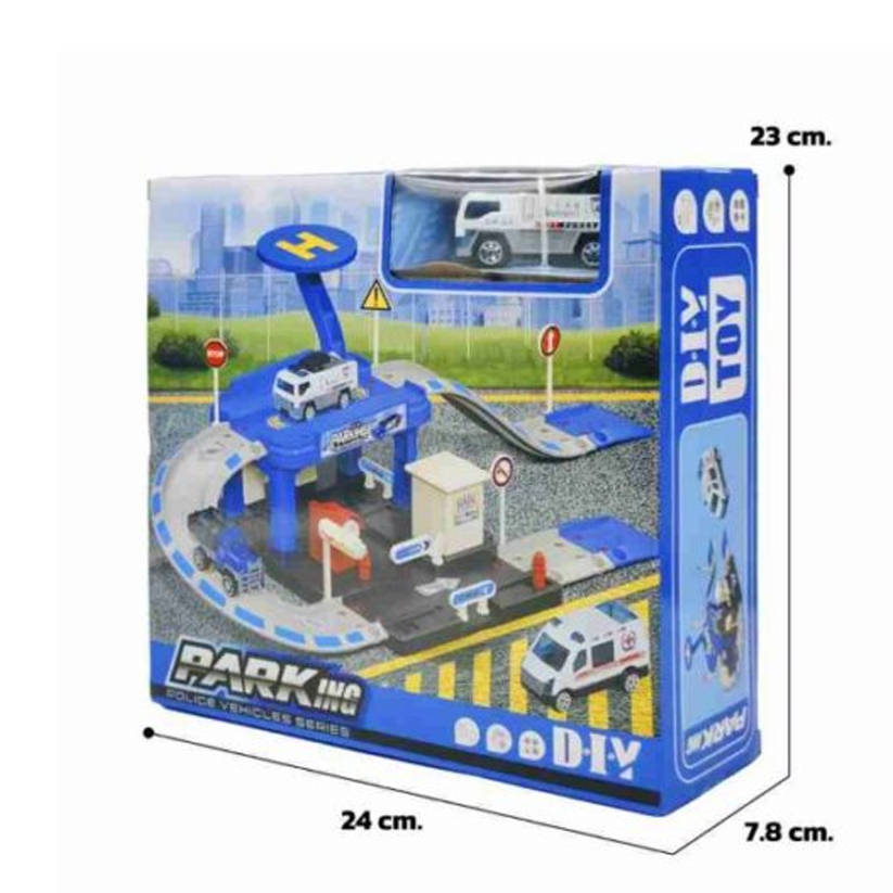 City Police Parking Garage Playset with Toy Cars