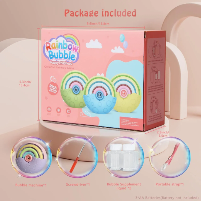 Rainbow Automatic Bubble Machine for Kids