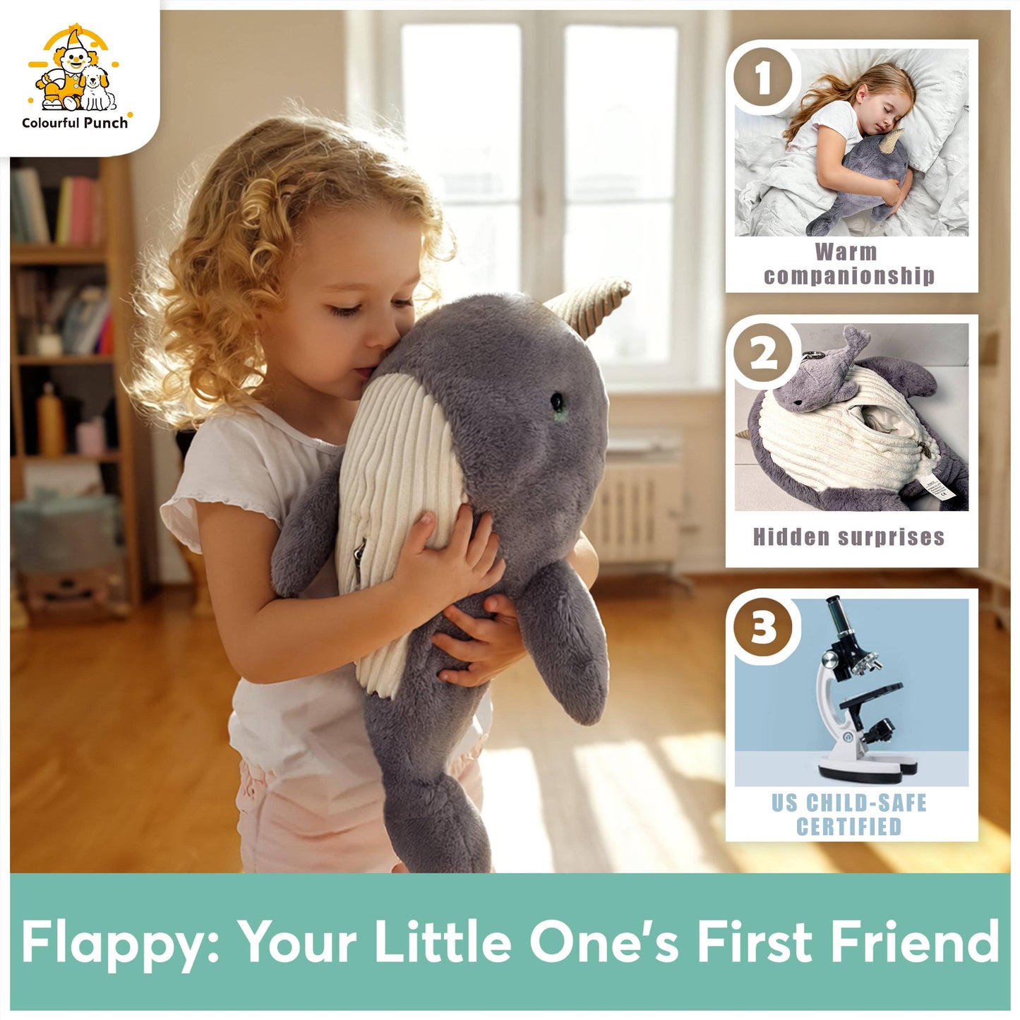Narwhal Plush Toy with Mini Narwhal Keychain