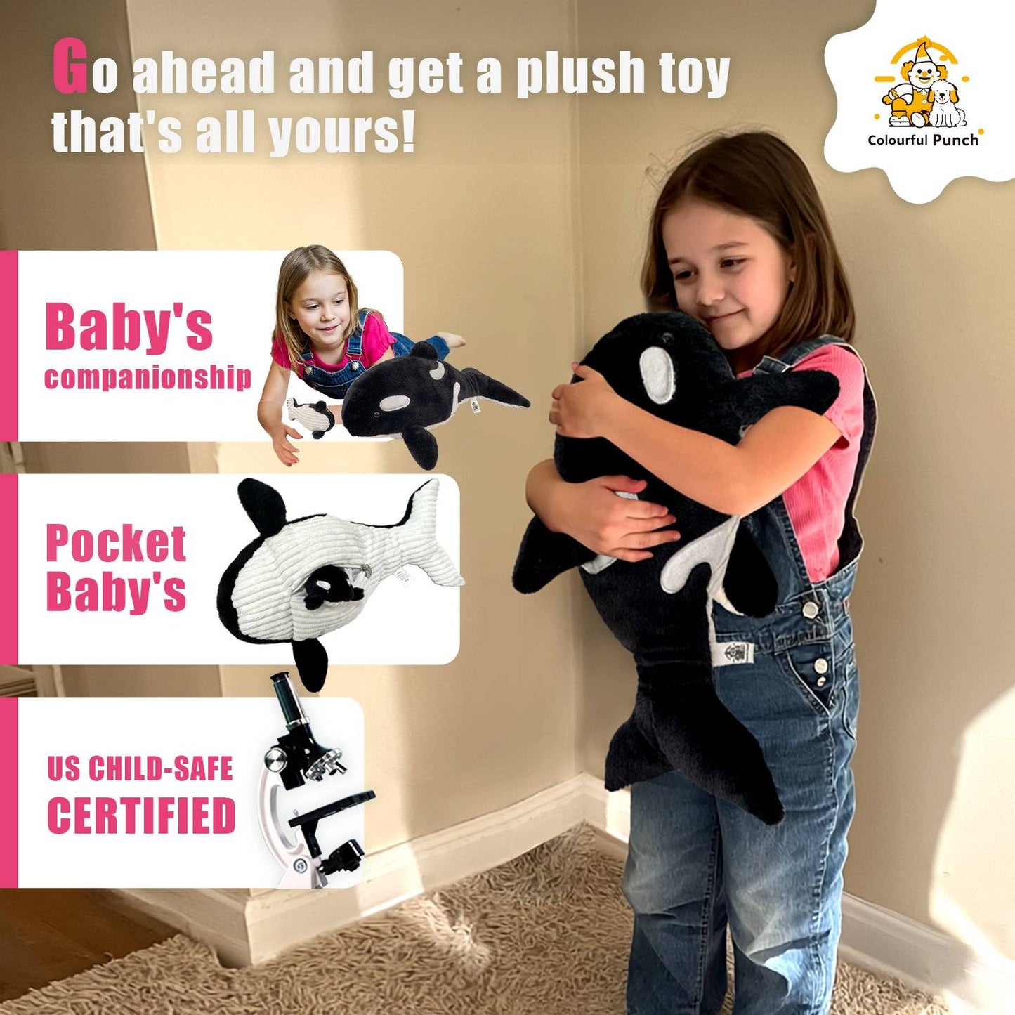 Orca Plush Toy with Mini Orca Keychain