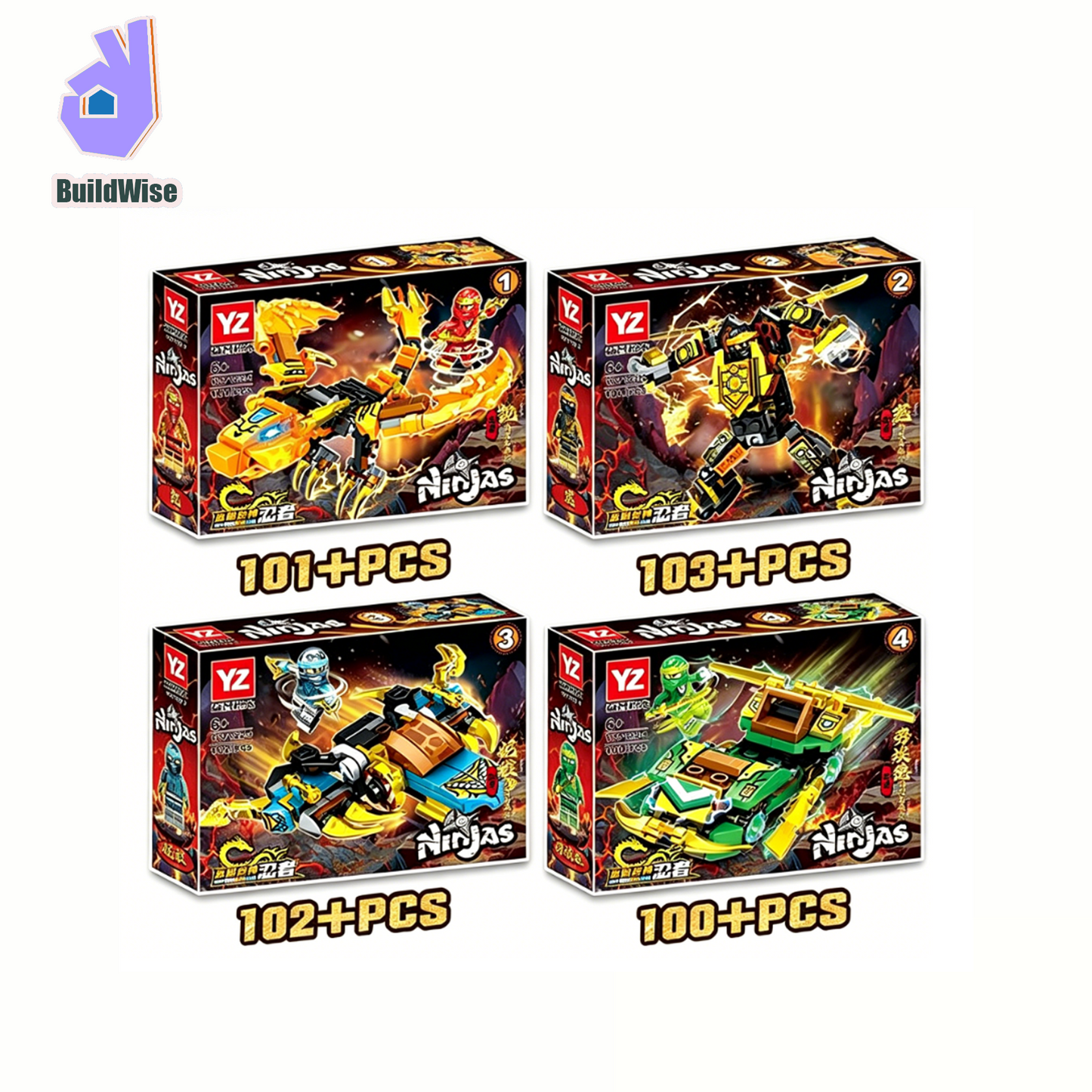 Ninja Dragon 8 Boxes Building Blocks Set