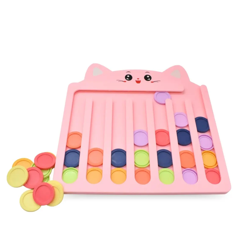 Cat-shaped Color Sorting Sliding Board Educational Toy