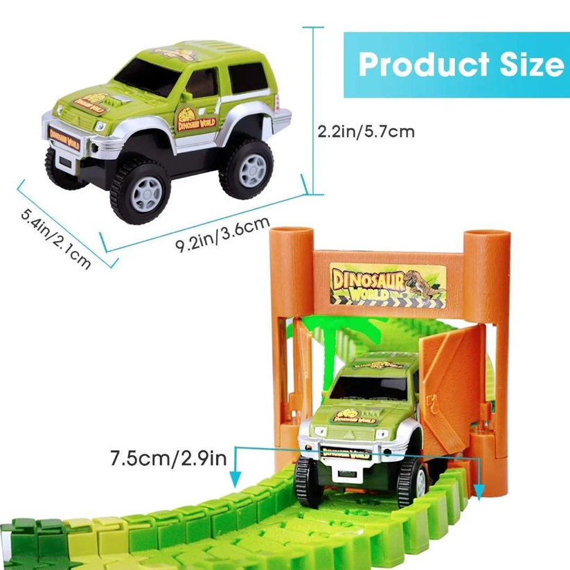 Dinosaur World Flexible Race Track Toy Set with Electric Car