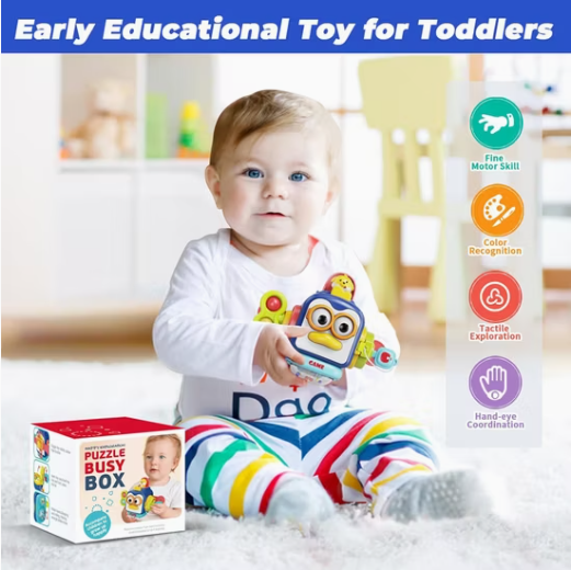 6-in-1 Penguin Sensory Busy Box Baby Toy