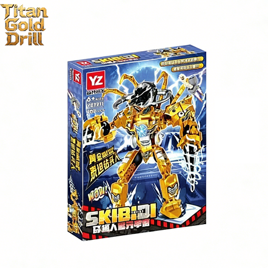 Golden Futuristic Mecha Building Block Set, 408PCS Articulated Robot
