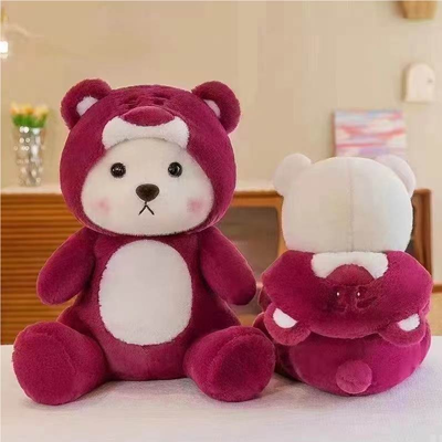 Reversible Strawberry Bear Plush Toy