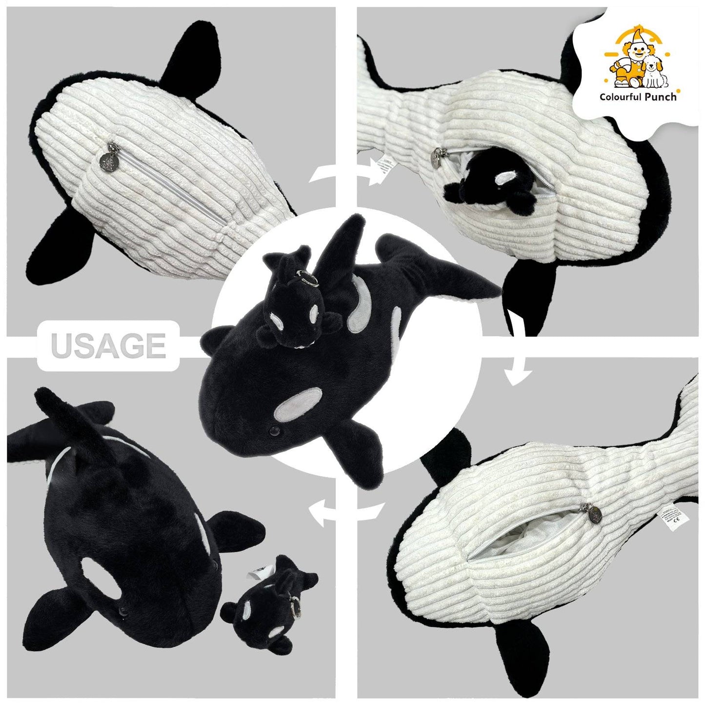 Orca Plush Toy with Mini Orca Keychain