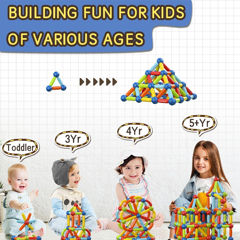 86PCS Magnetic Sticks and Balls Building Set for Kids