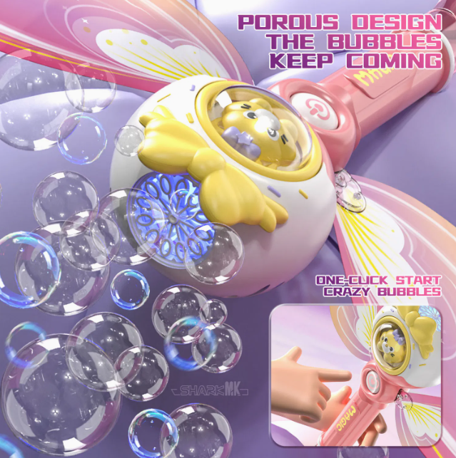 Angel Unicorn Bubble Wand with Light-Up Wings